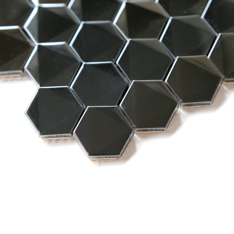 Piastrelle mosaico esagonale nero bagno cucina Blacsplash in acciaio inox