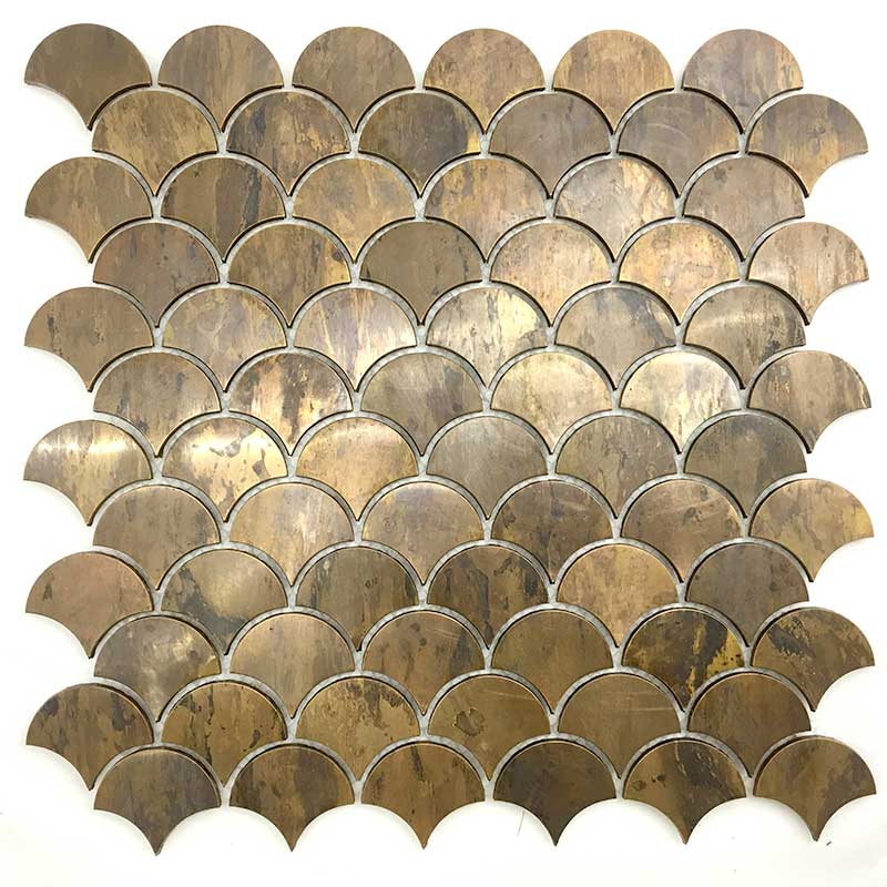 Bella piastrella in ottone intarsiato in bronzo antico specchio a mosaico in rame