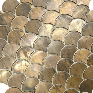 Bella piastrella in ottone intarsiato in bronzo antico specchio a mosaico in rame