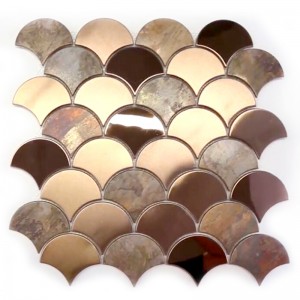 Bella piastrella in ottone intarsiato in bronzo antico specchio a mosaico in rame