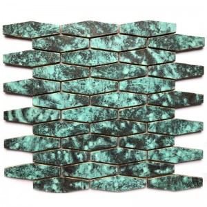 Piastrelle per mosaico in bronzo antico in ottone metallizzato a forma di ventaglio a forma di pesce