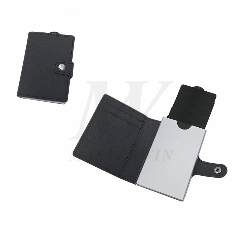 Custodie per carte di credito Alumium con PU Pouch_PC18-011PBR