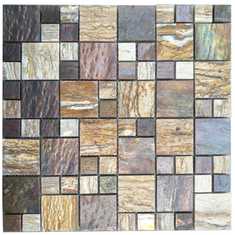 Piastrelle in mosaico di lusso con piastrelle backsplash in mosaico e piastrelle in rame