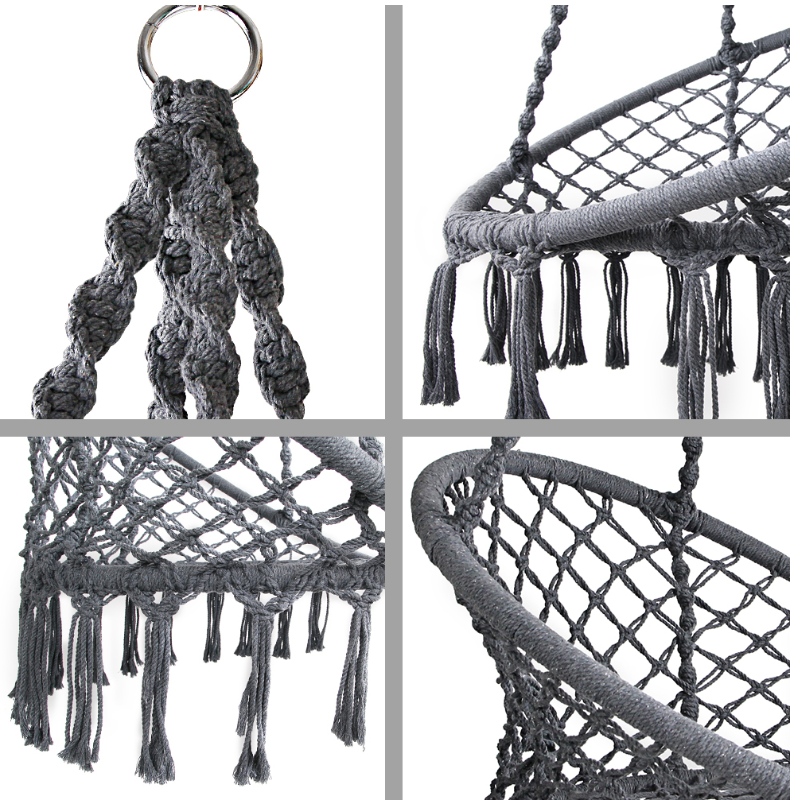 all'interno e all'esterno di macrame 'uso in poltrona per adulti o bambini 100% cotone amaca portatile a sedia in grigio