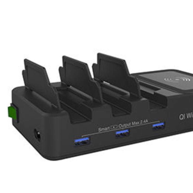 Caricabatterie USB 3 in 1 QI con caricatore wireless QI