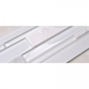 HSD131 Vendita calda Ultimo disegno Bianco Carrara Marmo misto vetro mosaico cucina Backsplash Subway Tile