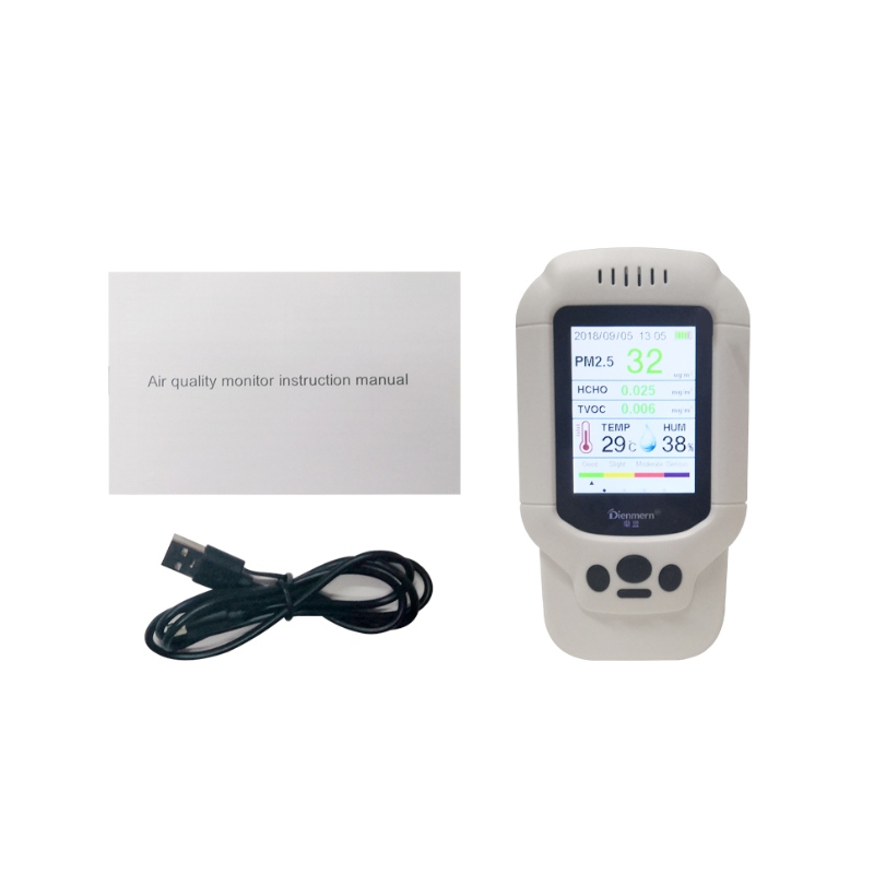 Rilevatore di gas portatile PM2.5 PM1.0 PM10 HCHO TVOC AQI rilevatore d'aria con temperatura e umidità