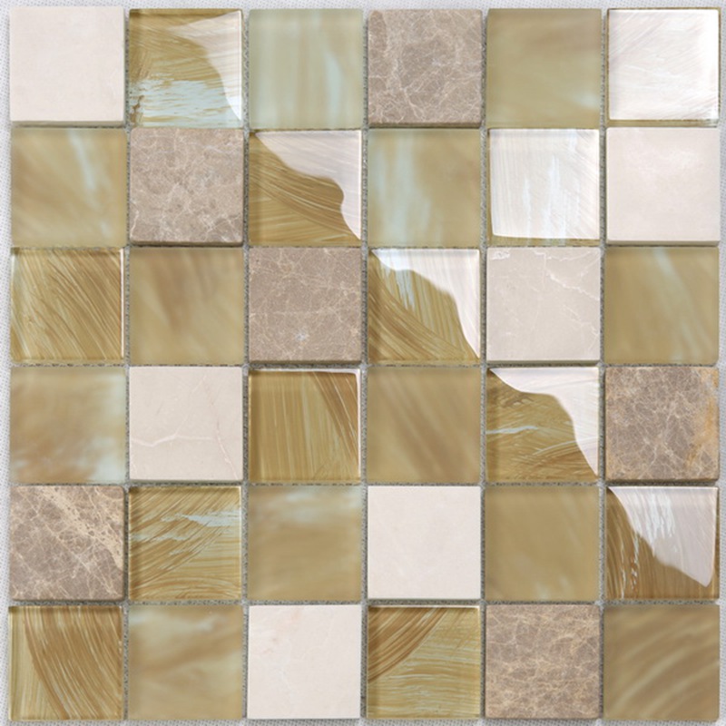 Mattonelle di mosaico di pietra di marmo misto di vetro opaco decorativo della parete della cucina di YMS20