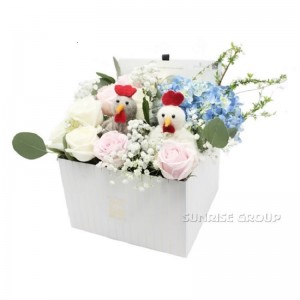 Contenitore di fiore d'imballaggio del quadrato del regalo della carta di struttura di stampa su ordinazione di lusso