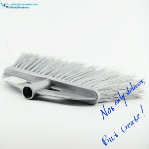 Akbrand Plastic Broom Head con semplice Brush Board e setole lunghe grigio