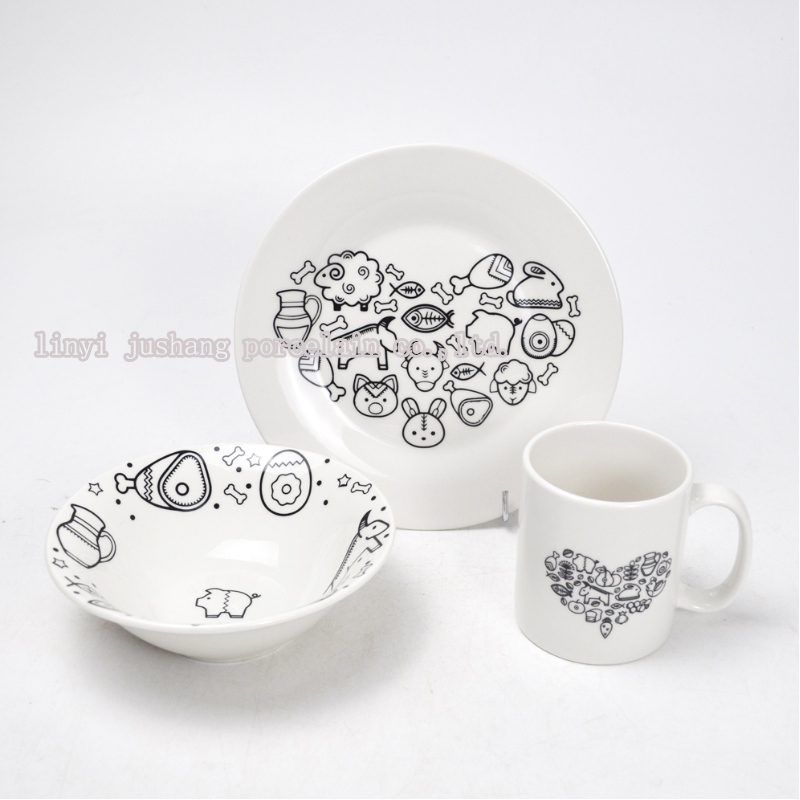 table ware-12piece set da pranzo in porcellana con decalcomania tagliata