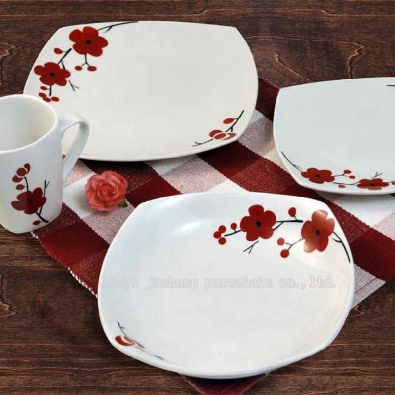 set di posate da tavola in porcellana con decalcomania stampata