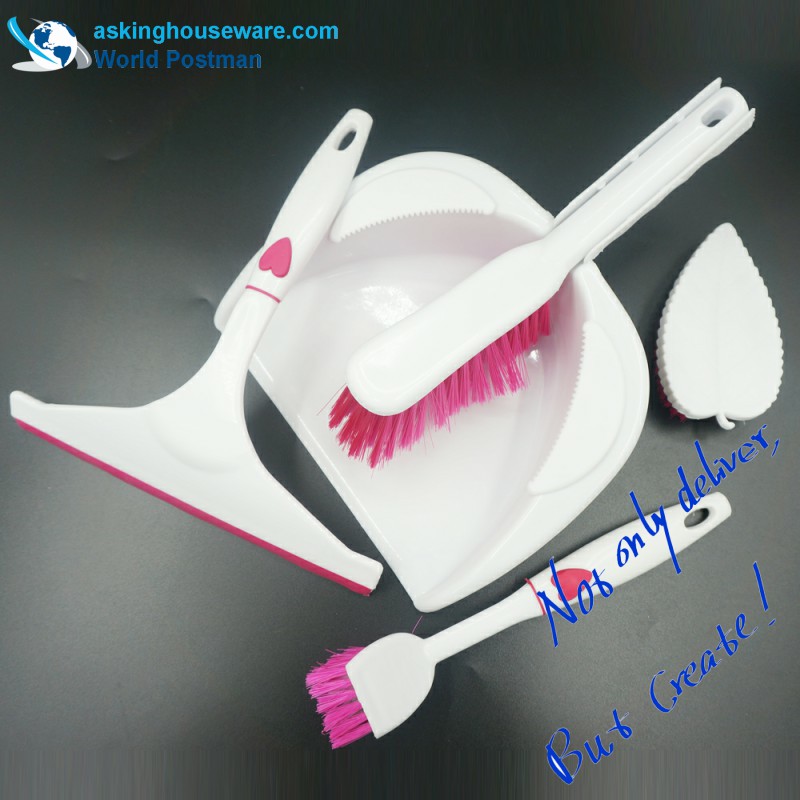 Akbrand Dustpan Brush Scopa Window Squeegee Dish Brush Spazzola di lavaggio 4in1 Set di strumenti di pulizia