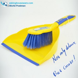 Akbrand Dustpan Brush Broom con TPR Line a Dustpan Entrance TPR Handle