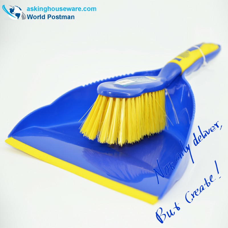 Akbrand Dustpan Brush Broom con TPR Line a Dustpan Entrance TPR Handle