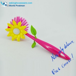 Spazzola per la pulizia del piatto da cucina di colore rosa Akbrand con decorazione di girasole