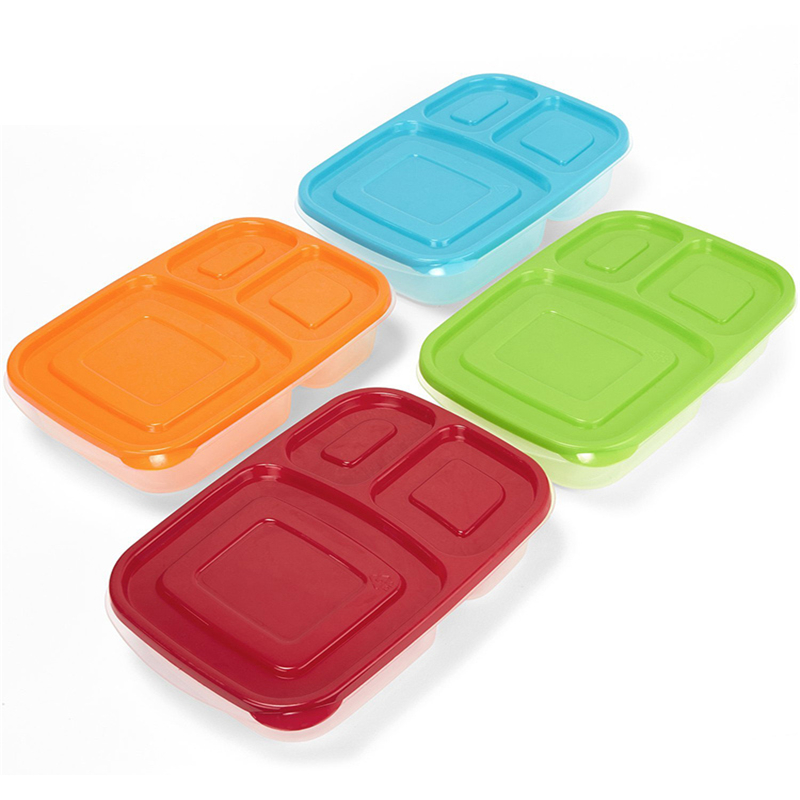 Portable Easy School / Office 3 Scomparto Bento Lunch Box Pasto Prep Food Contenitori