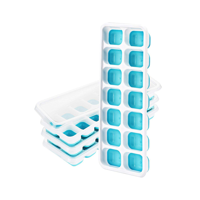 Vassoi per cubetti di ghiaccio da 14 pezzi con coperchio in silicone alimentare di grado alimentare BPA Free con coperchio
