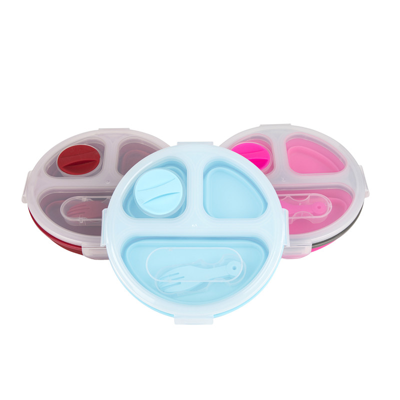 Bento Box espandibile e pieghevole Contenitore in silicone per bambini, contenitori in plastica per alimenti