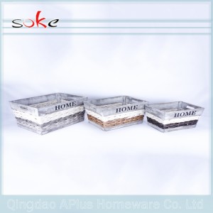 Scatola portaoggetti tessuta a mano in rattan in PE