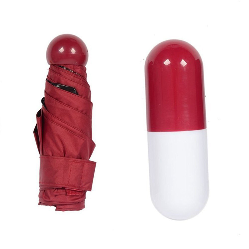 Ombrello compatto mini capsula pieghevole compatto 5 volte con custodia in plastica