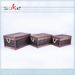 Scomparto di stoccaggio intrecciato in PE in rattan naturale