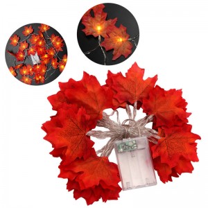 3M Thanksgiving Harvest Maple Leaves Lighted Fall Garland 30 LED String Lights