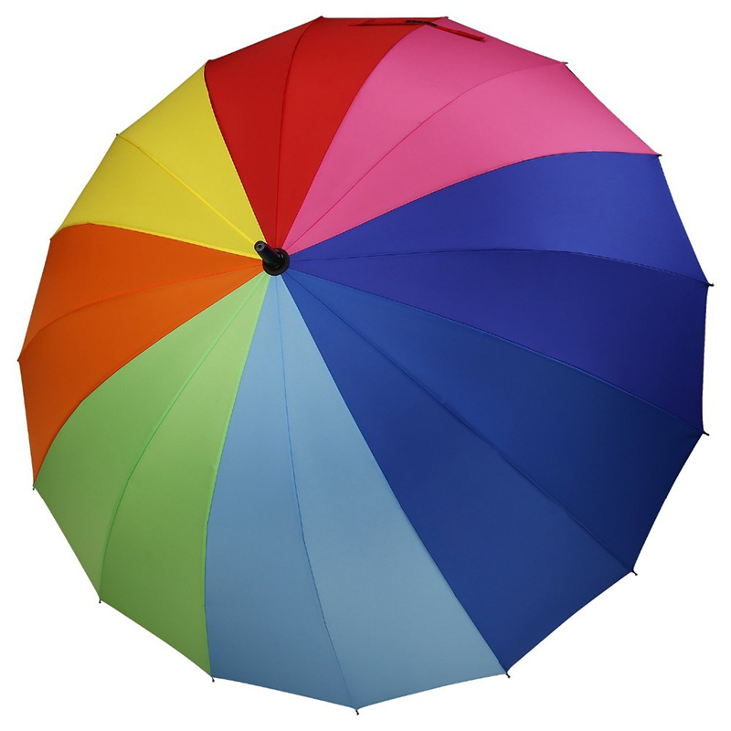 Ombrello promozionale aperto a 16 costine con ombrello Ombrello dritto personalizzato compatto a colori Rainbow