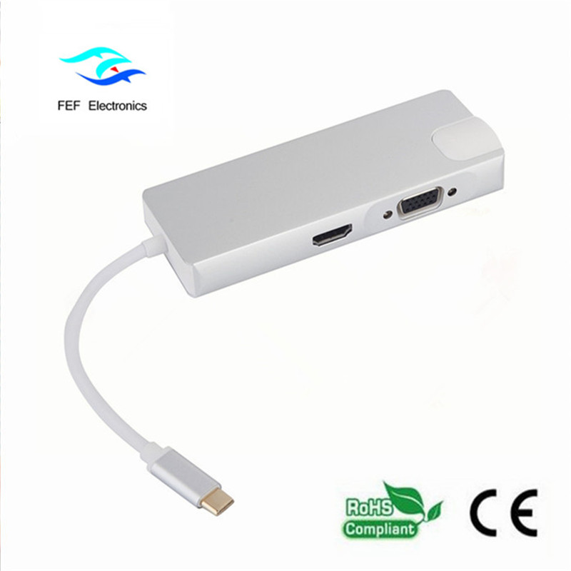 Tipo USB c / HDMI femmina + VGA femmina + 2 * USB3.0 femmina + SD + TF + custodia in metallo PD