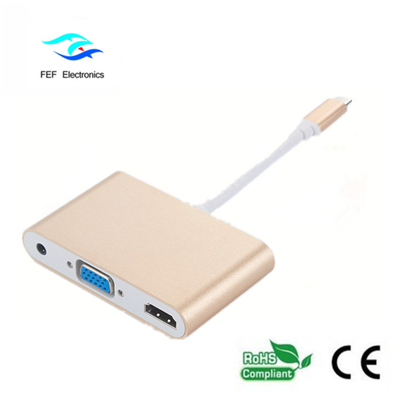 mini displayport / USB 3.1 tipo c a HDMI + VGA femmina + audio Codice: FEF-DPIC-016