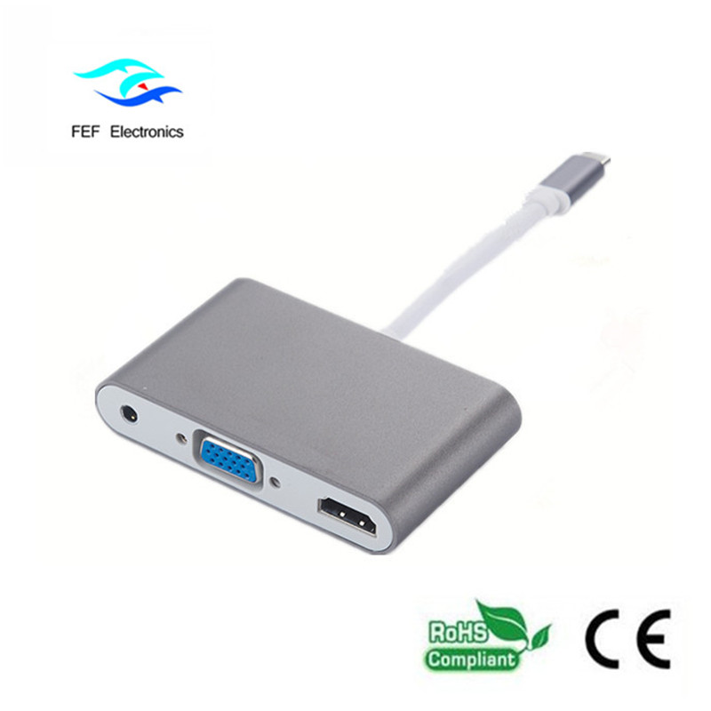 mini displayport / USB 3.1 tipo c a HDMI + VGA femmina + audio Codice: FEF-DPIC-016
