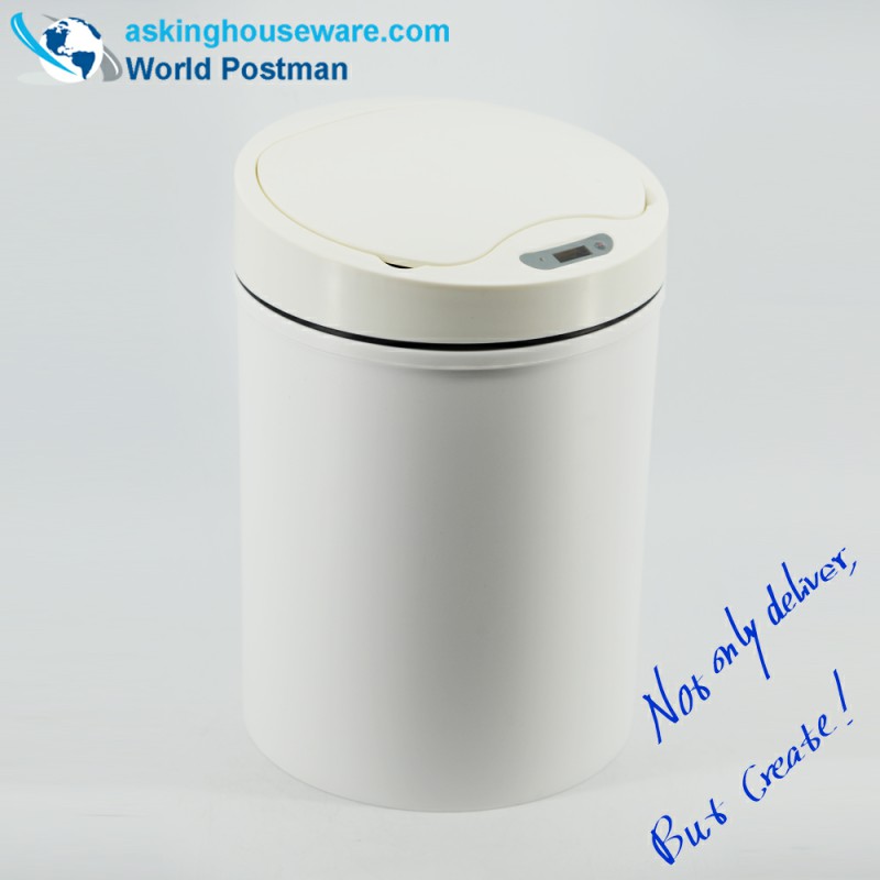 I rifiuti induttivi automatici domestici della AKbrand possono con caricatore elettrico, bianco gelato, 15 litri