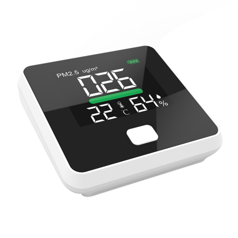 Monitoraggio dell'inquinamento della qualità dell'aria, rilevatore di polvere, misuratore di umidità e temperatura, sensore, tester; Rileva la polvere di micron PM2,5 / PM10 / PM1.0, prova il gas composto organico volatile TVOC interno
