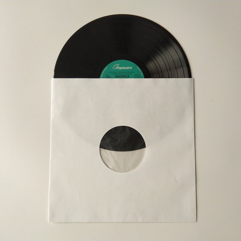 Manicotti interni in carta Kraft bianca da 33 RPM con foro per 12 dischi in vinile