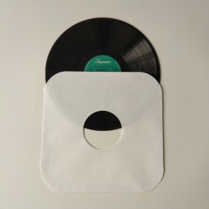 12 White Paper LP Record Sleeve 33 RPM Angoli arrotondati con foro