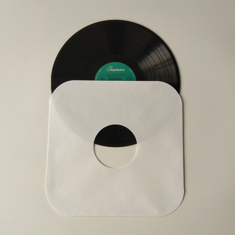12 White Paper LP Record Sleeve 33 RPM Angoli arrotondati con foro