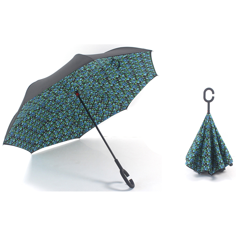 2019 Il più votato ha personalizzato l'ombrello inverso della pioggia dell'automobile della vetroresina della struttura aperta capovolto su misura di logo