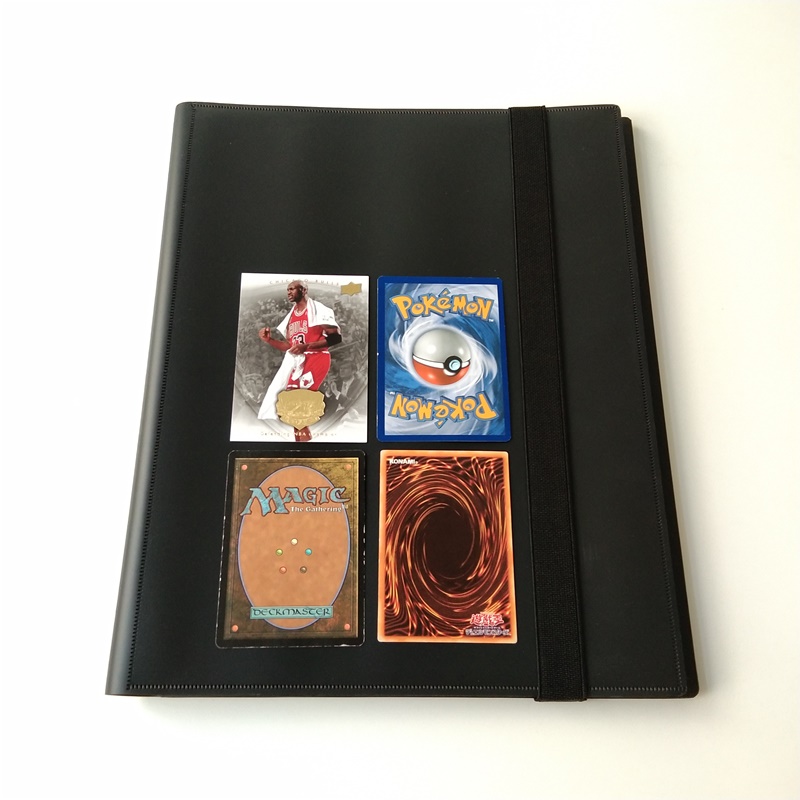 Album di raccoglitori di schede per collezionisti in nero con 9 tasche per schede MTG / YGO / Sport