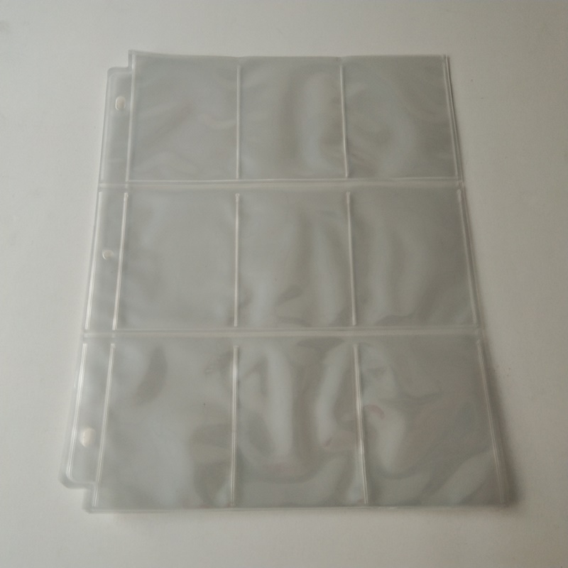 9 Pocket Poly Card Holder Protezioni per pagine Foglio di plastica per raccoglitori
