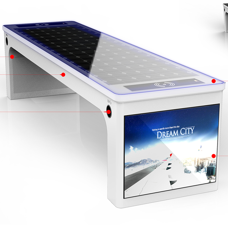 Solar Smart Park Bench con caricabatterie wireless e router WiFi 4G