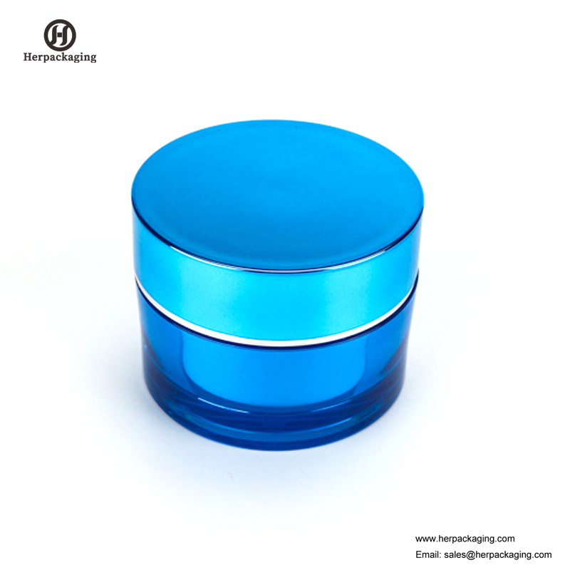 Vaso cosmetico del contenitore della parete doppia del barattolo cosmetico blu brillante vuoto rotondo di HXL212