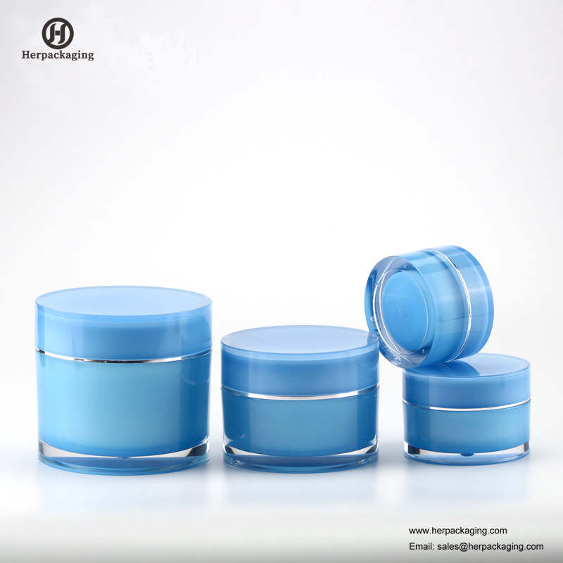 Vaso cosmetico del contenitore della parete doppia del barattolo cosmetico blu brillante vuoto rotondo di HXL212