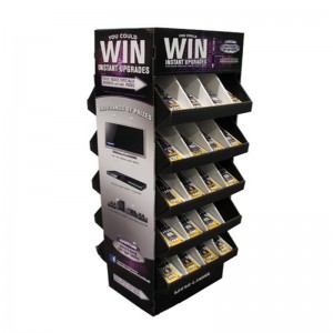 Scaffale del banco di mostra del pavimento del punto di vendita del cartone della cancelleria facilmente assemblato con i vassoi