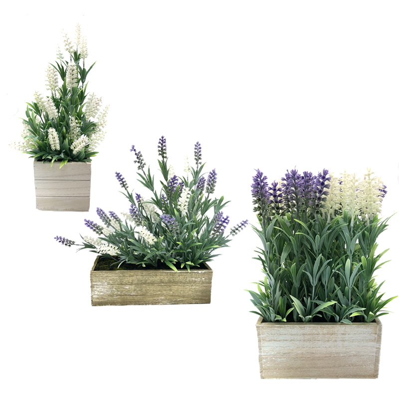 Arrangiamenti di fiori di lavanda per decorazioni per la casa in vaso con decorazioni in legno