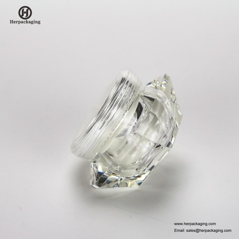 Vaso per crema cosmetica vuoto a doppia parete in acrilico di lusso a forma di diamante HXL2210