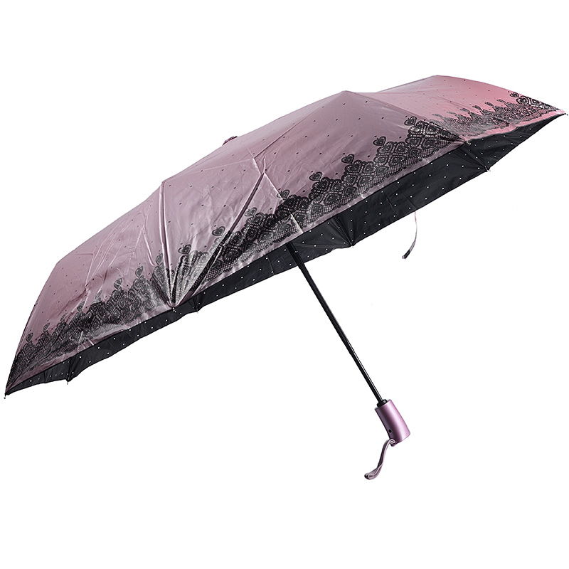 Ombrello di protezione UV nero colorato 3 ombrello pieghevole per pioggia e sole