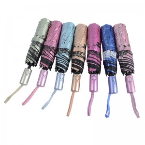 Ombrello in tessuto con rivestimento UV verde con ombrello 3 funzioni completamente aperto