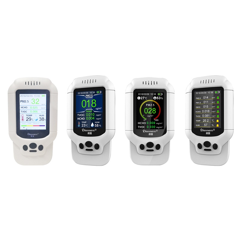 Dienmern DM502 Smart Home Monitor laser di qualità dell'aria AQI / HCHO / TVOC PM2.5 LCD Digital Formaldeide Detector Analizzatore di gas del tester