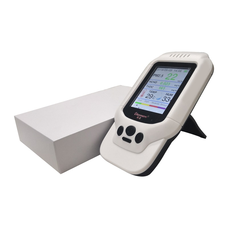Dienmern DM502 Smart Home Monitor laser di qualità dell'aria AQI / HCHO / TVOC PM2.5 LCD Digital Formaldeide Detector Analizzatore di gas del tester