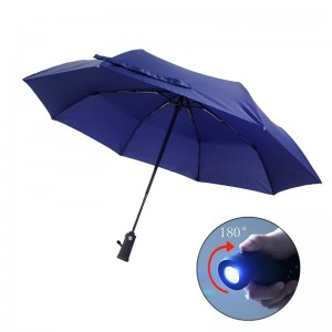 2019 Rainy forte impermeabile all'ingrosso ombrello 3 volte con torcia a led